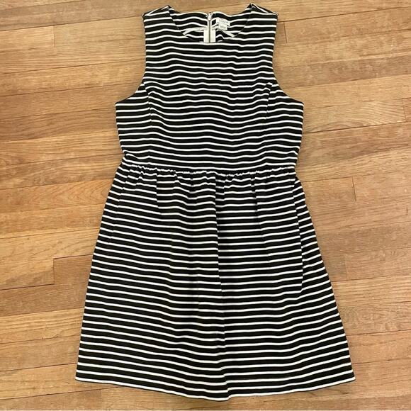 J. Crew black and white sleeveless pleaded mini dress size large L b6 - Picture 1 of 4